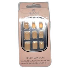 Helios Nail System French Manicure - 24 Artificial Nails - Complete Set - New